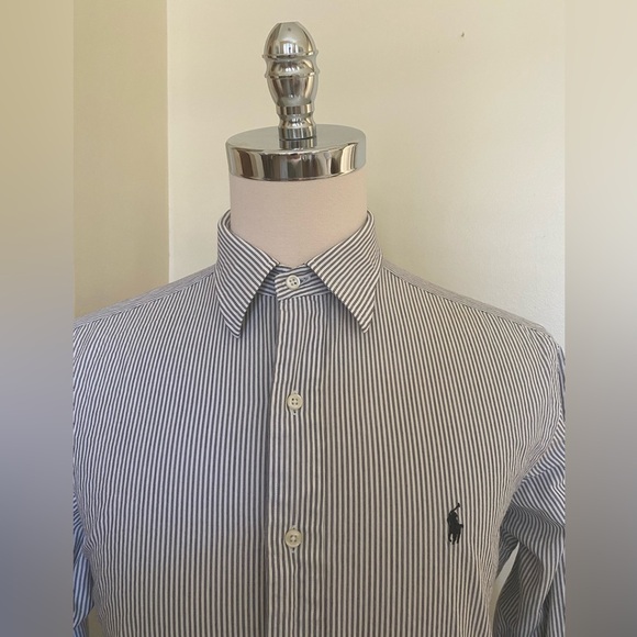 Polo Ralph Lauren Vintage Straight Collar Andrew Shirt in Black/White Stripe - Picture 4 of 6